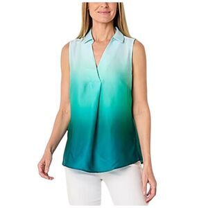 NWT Liz Claiborne Green Ombree Satin Sleeveless Blouse Sz XL petite